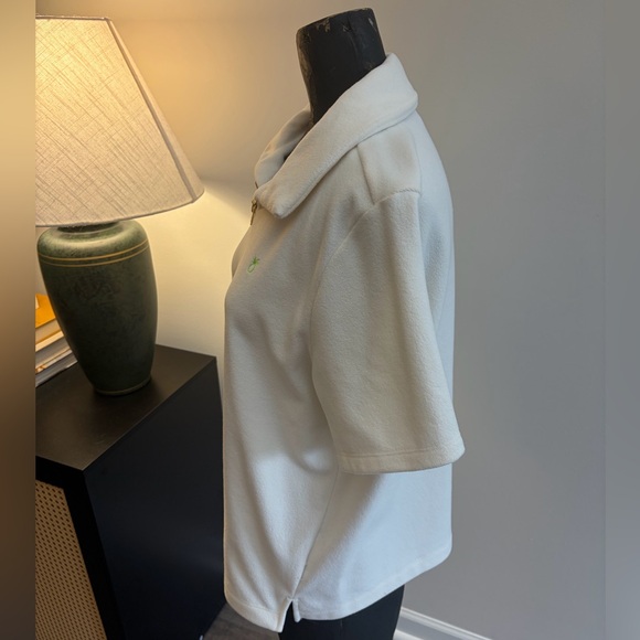 Dudley Stephen’s Cream Ivory Terry Quarter Zip Polo Size Large Quiet Luxury - Picture 5 of 16